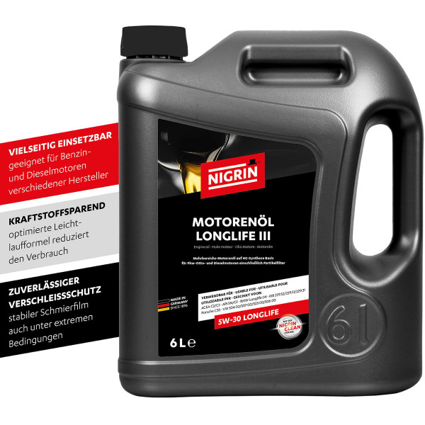 Motoröl 5W-30 NIGRIN Motorenöl LongLife III 6l