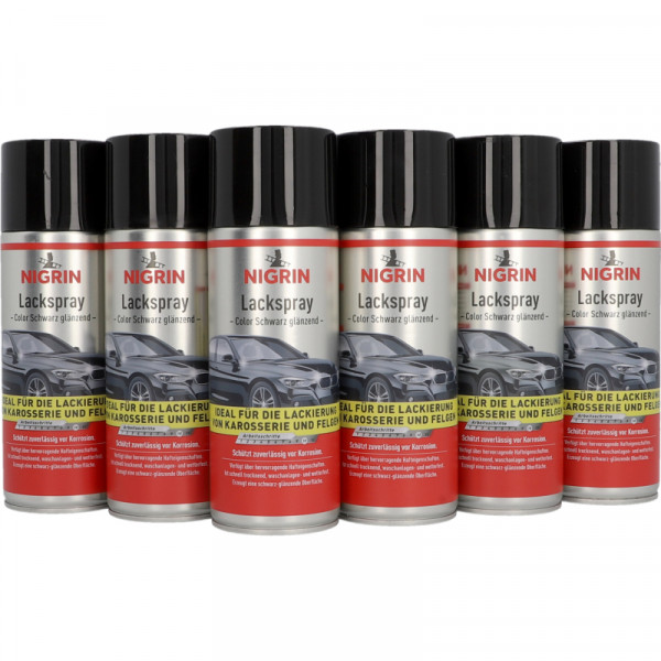NIGRIN Lack-Spray Schwarz glänzend 400ml 6x