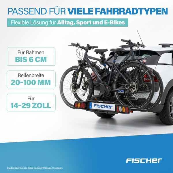 Kupplungs Fahrradträger FISCHER ProlineEvo2 Heckträger für 2 Fahrräder E-Bikes