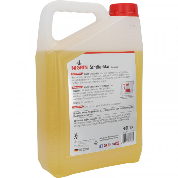 NIGRIN Scheibenklar Konzentrat 1:4 Citrus-Duft 3l Klarsicht Scheibenreiniger