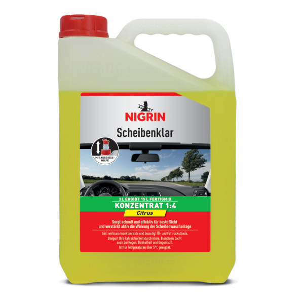 NIGRIN Scheibenklar Konzentrat 1:4 Citrus-Duft 3l Klarsicht Scheibenreiniger