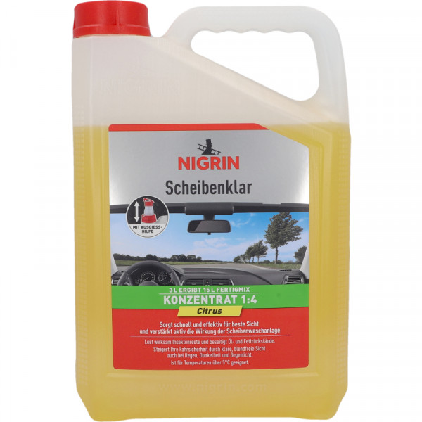 NIGRIN Scheibenklar Konzentrat 1:4 Citrus-Duft 3l Klarsicht Scheibenreiniger
