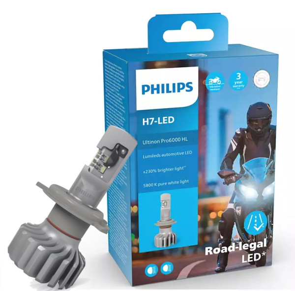 H7 LED Motorrad Lampe PHILIPS Straßenzulassung Ultinon Pro6000 moto 12V 5800K