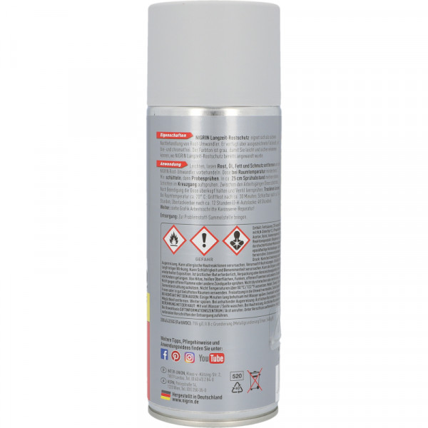 NIGRIN Langzeit- Rostschutz Spray Grundierung Auto Kfz 400ml Rostschutzspray