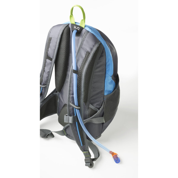 Fahrrad Rucksack FISCHER blau 15L mit Helmnetz Regencover & Trinksystemhalterung